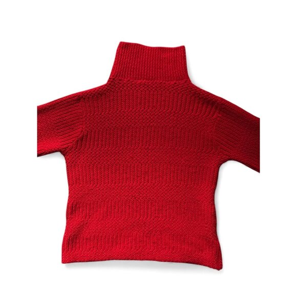 Vintage Joan Marie Sweater Womens Red Turtleneck Orlon Knit Textured 60s Casual - Picture 3 of 9